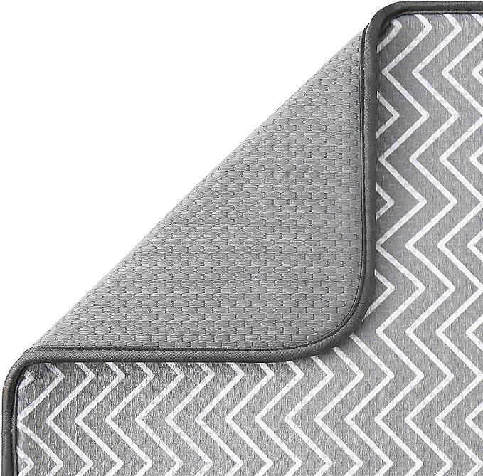 SUBEKYU Dish Drying Mat for Kitchen Counter, Microfiber Absorbent Dishes Drainer/Rack Pads under Sink, 19.6 by 16.1 inches, Set of 2, Grey, Ripple - Image 4