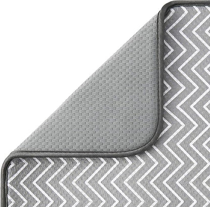 SUBEKYU Dish Drying Mat for Kitchen Counter, Microfiber Absorbent Dishes Drainer/Rack Pads under Sink, 19.6 by 16.1 inches, Set of 2, Grey, Ripple - Image 4