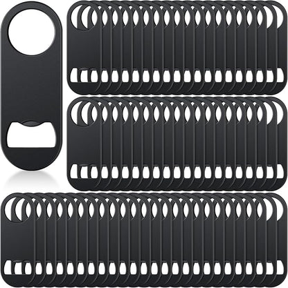 Remerry Bottle Openers Stainless Steel Flat Bottle Opener Bulk 3.4 x 1.3 Inches Bartender Beer Key Soda Can Mini Speed for Kitchen, Bar or Restaurant (Black,100 Pcs) by Remerry
