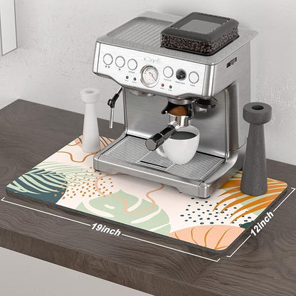 Rnivvi Coffee Mat, 12" x 19" Cute Boho Theme Coffee Bar Mats for Espresso Machine Station Accessories and Organizer, Hide Stain Rubber Backed Absorbent Dish Drying Pad for Kitchen Counter, Tropical - Image 2