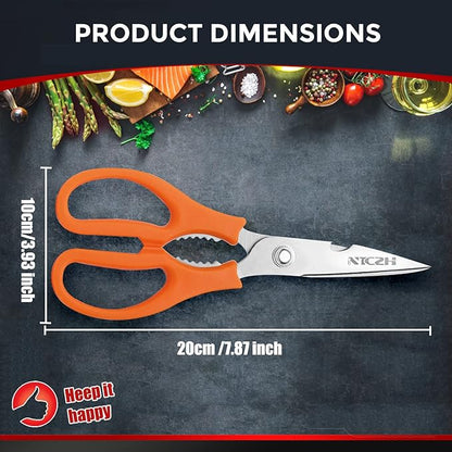 Kitchen Shears, Multi-function Heavy Duty Dishwasher Safe Poultry Shears, Food Grade Stainless Steel Sharp Utility Scissors for Food, White - Image 2