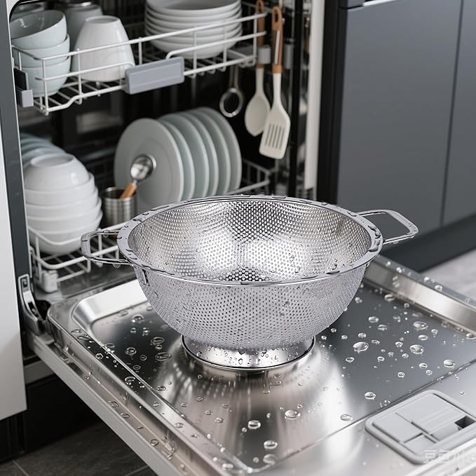 Kaishun Colander Stainless Steel 5-Quart, Kitchen Strainer for Pasta, Fruits Vegetables, Dishwasher Safe - Image 5