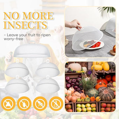 Hicarer 8 Pcs Metal Mesh Screen Food Cover for Outdoors Set Including Extra Large 18.5 in Mesh Food Tents for Outdoor Pcs 11 in Large Dome Picnic Covers (White) - Image 6