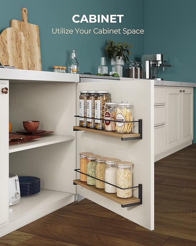 OROPY Spice Rack Wall Mounted, Rustic Wood Hanging Rack for Over The Stove, Kitchen Wall, 2 Pack | Hanging Rack, for Over The Stove, Kitchen Wall - Image 6