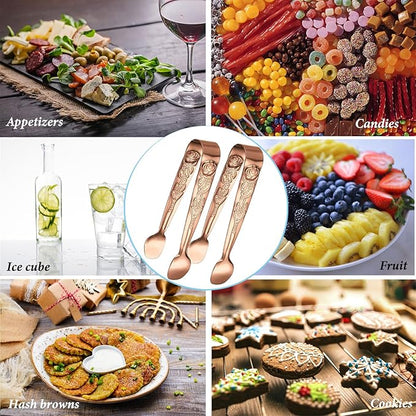 Mini Serving Tongs, 6PCS Small Rose Sugar Cube Tong, Small serving tongs Stainless Steel Ice Tong, 4Inch Rose Gold tongs for Kitchen, Appetizers, Coffee Bar, Salad, Desserts and Charcuterie Board - Image 7