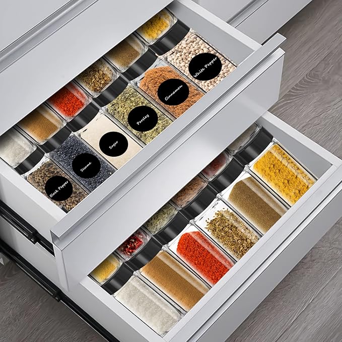 Saiveina 12 Pack Glass Spice Jars with Labels, 4oz Spices Containers Spice Jars with Black Shaker Lids, Empty Containers for Spice, Silicone Funnel and Pen Included - Image 8
