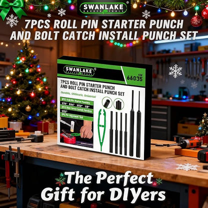 7-Piece Premium Roll Pin Starter Punch and Install Punch Set - 1/16, 5/64, 3/32, 1/8-inch