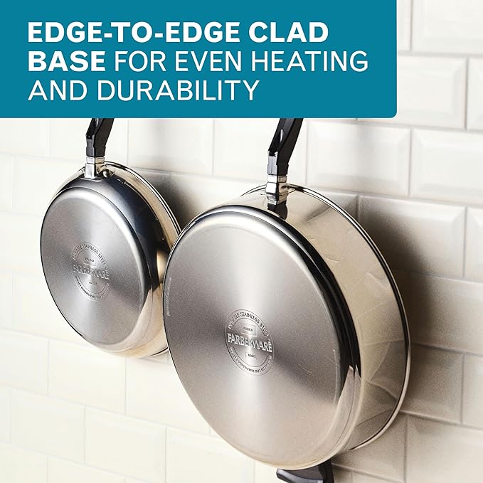 Farberware Classic Series Anniversary Edition Stainless Steel Sauté Pan and Lid with Helper Handle, Induction Suitable, 6 Quart Jumbo Cooker, Metal Utensil Safe - Stainless Steel - Image 4