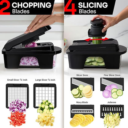 Mueller ULTIMATE 12 Blade Vegetable Chopper, Mandoline Slicer and Spiralizer, Dicer, Grater, Kitchen Essentials & Accessories, Black - Image 4