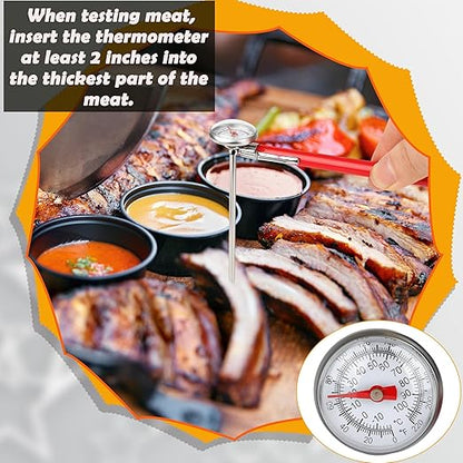 14 Pcs Stainless Steel Food Thermometer with 1 Inch Dial Pocket Kitchen Thermometer Instant Read for Milk Foam Frothing Meat Coffee Drinks Chocolate Water Oven Cooking Probe Long Stem
