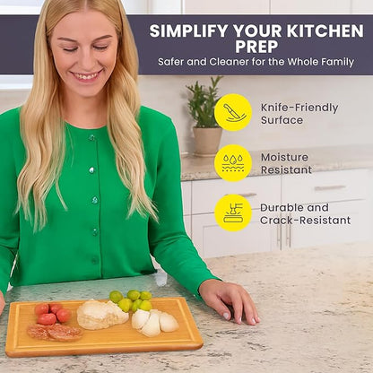 Small Bamboo Cutting Board – 12 Inch Wood Cutting Boards for Kitchen with Glue-Free Surface™ & Juice Groove – Non-Toxic, FSC-Certified, Durable Wooden Chopping Board - Rectangle - Image 4