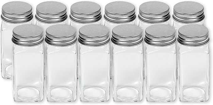 Simple Houseware Spice Jars 4 Ounce Square Glass Bottles with Shaker Lids, Funnel and Labels for Seasoning & Storage, 12 Pack - Image 3