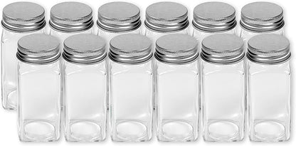 Simple Houseware Spice Jars 4 Ounce Square Glass Bottles with Shaker Lids, Funnel and Labels for Seasoning & Storage, 12 Pack - Image 3