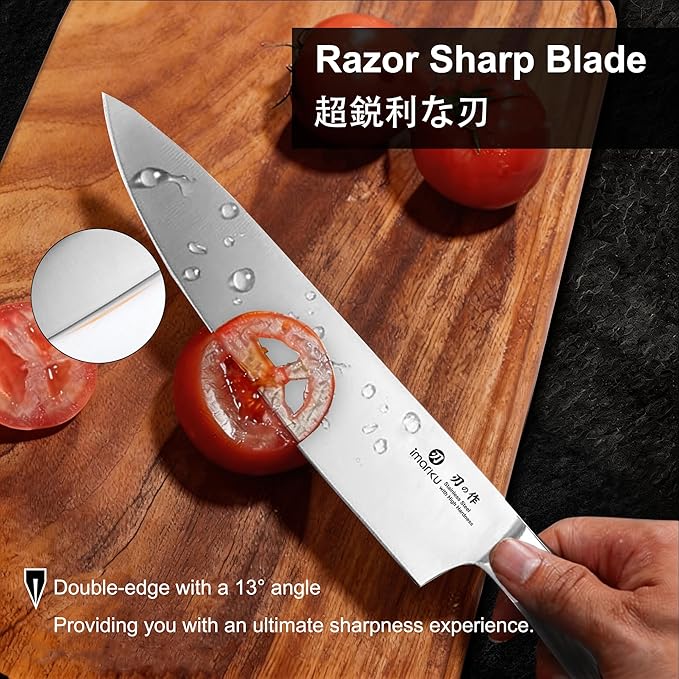 imarku 3 Pieces Knife set, Japanese HC Stainless Steel Kitchen Knife Set, Professional Chef Knife Set With Ergonomic Pakkawood Handle, Ultra Sharp Knives Set for Kitchen & Home Cooking, Gifts Box - Image 5