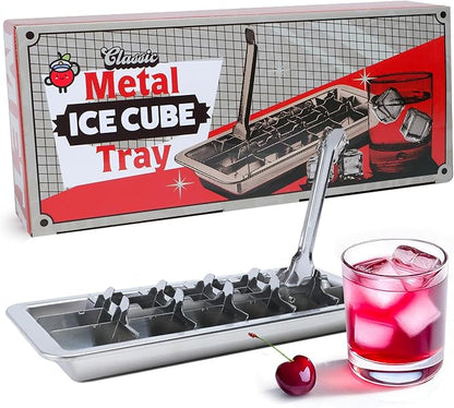Stainless Steel Ice Cube Tray with lever (11", 18 cubes), Classic Metal Ice Cube Trays for Freezer, Vintage & Retro, Non Toxic, Plastic Free, Dishwasher safe - Image 7