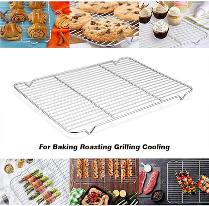 Baking Cooling Rack Set of 2, E-far 16.5"x11.5" Stainless Steel Metal Roasting Cooking Racks, Fits in Half Sheet Cookie Pans, Non Toxic & Rust Free, Oven Proof & Dishwasher Safe - Image 7