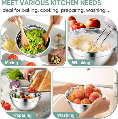 TeamFar Mixing Bowls, 3PCS Stainless Steel Serving Salad Bowls with Lids & 3 Graters, For Kitchen Mixing/Baking/Storing/Prepping, Visible & Airtight, Easy Clean - 4.5/3 / 1.5 QT, Black - Image 7