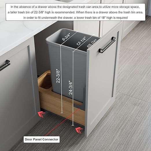 Dowell Single 50Qt Undermount Trash Pull-Out Waste Container with Full Extension Soft-Close Slides, Bottom Mounted, Face Frame/Frameless Min. Cabinet Opening: 12-1/2 Inch Wide-4008 0115 50 - Image 2