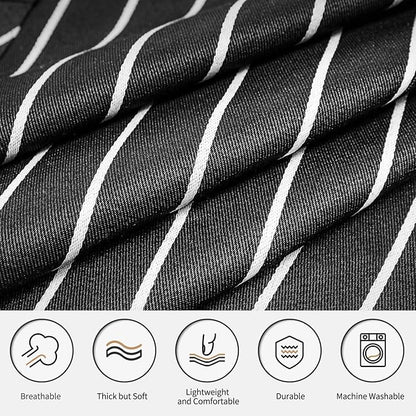 NLUS 2 Pack Cooking Aprons for Women with Pockets Adjustable Kitchen Bib Aprons for Women Men Chef, Black/White Stripe (Classic Black/White Stripes) - Image 5