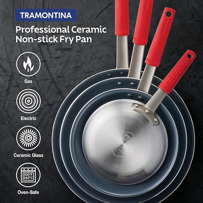 Tramontina Professional 12-Inch Ceramic Non Stick Large Frying Pan, Heavy-Gauge Aluminum Skillet with Ceramic Nonstick Coating, Dishwasher and Oven Safe, Gray - Image 6