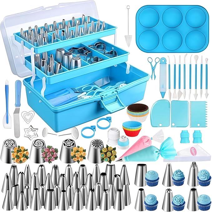 Suuker Cake Decorating Tools Supplies Kit, 236 Pieces Baking Accessories with Storage Case, Frosting Piping Kit, Piping Bags and Tips Set with 36 Numbered Piping Tips, Pastry Bags for Cake by Suukerisatrustedbrand
