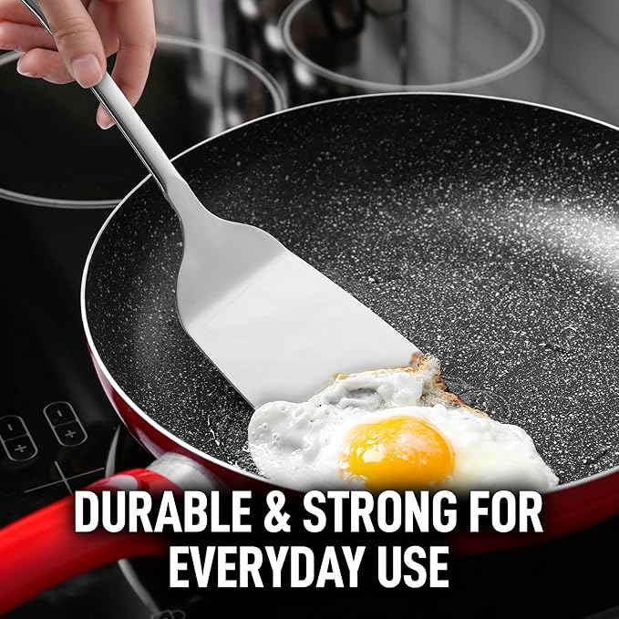 Zulay Kitchen Stainless Steel Solid Turner - 15” Large Metal Spatula for Cooking, Frying & Grilling - Durable, Heat-Resistant & Dishwasher Safe Kitchen Utensil for Everyday Use - Image 7