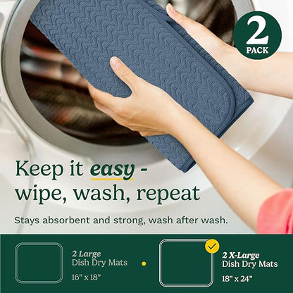 Cuisinart Dish Drying Mats for Kitchen Counter - (2) 18" x 24" Ultra Absorbent Dish Drying Mat XL - Foldable, Machine Washable, Fast Drying Dish Mat (Geostripe) - Image 6