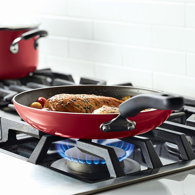 Farberware Cookstart DiamondMax Nonstick Cookware/Pots and Pans Set, Dishwasher Safe, Includes Baking Pan and Cooking Tools, 15 Piece - Red - Image 12