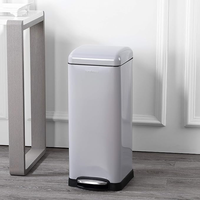 happimess HPM1007C Betty Retro 8-Gallon Step-Open Trash Can with Soft-Close Lid, Fingerprint Resistant, Modern, Minimalistic for Home, Kitchen, Laundry Room, Office, Bedroom, Bathroom, Gray - Image 2