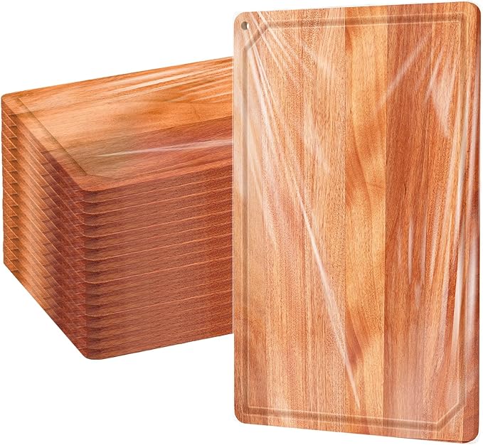 Eaasty 12 Set Extra Large Plain Cutting Board Bulk Heavy Duty Wood Cutting Boards Set with Juice Groove for Kitchen Wedding Housewarming Crafts Gifts, Pre Oiled (9.5" x 13.5",Walnut)
