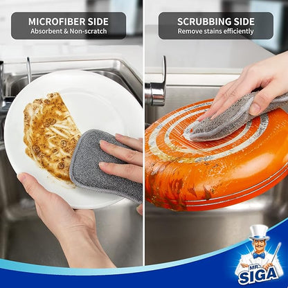 MR.SIGA Dual-Sided Scrub Sponges, Long lasting, Reusable Dishwashing Sponges for Kitchen, 6 Pack - Image 4