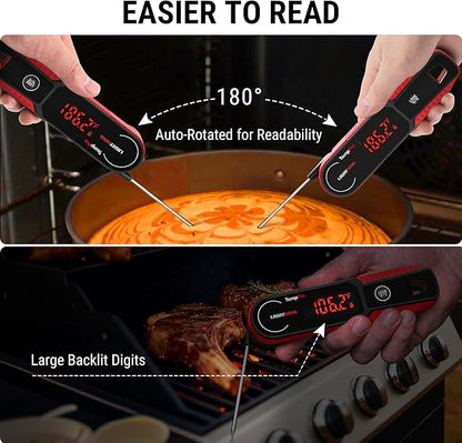 TempPro Lightning 1-Sec Instant Read Meat Thermometer, Kitchen Food Thermometer with 180° Rotating Display, IP67 Waterproof Cooking Thermometer for Deep Fry Smoker BBQ Grill (Previously ThermoPro) - Image 5