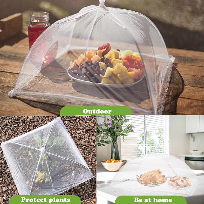 6 Pack Food Covers for Outside Mesh, Food Nets for Outdoors Large Food Covers, Food Tents Screen Outside,Reusable Pop-Up Umbrella Food Nets for Picnics, Parties, BBQs