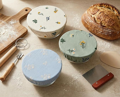 Reusable Bowl Covers (Set of 4) - Breathable Cotton Linen Sourdough Accessories - Elastic Durable Fabric Food Lids for Proofing Baskets & Bread Baking Supplies (Sage Green) - Image 4