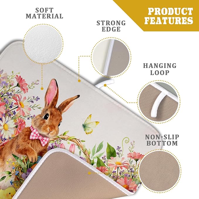 Spring Easter Dish Drying Mat for Kitchen Counter Colorful Egg Holiday Decoration Cloth Dish Mats Small - Image 4