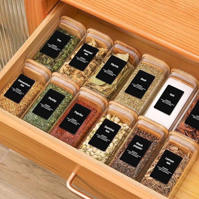 ComSaf 6Pcs 10 oz Large Spice Jars with Label Trial Set, Glass Spice Jars with Bamboo Lids Supplementary Set, Seasoning Container Trial Pack, Perfect for Ktichen Starter - Image 10