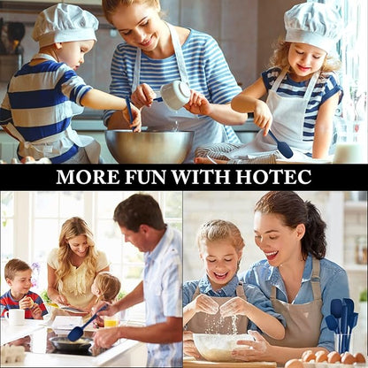 HOTEC 600℉ Heat Resistant BPA-Free Silicone Rubber Spatula Set, Kitchen Cooking Spatulas, Baking, Mixing, for Non Stick Cookware, Dishwasher Safe, Classic Blue Set of 5 - Image 7