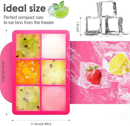 Silicone Ice Cube Trays with Lids,Large Square Ice Cube Molds for Freezer, Whiskey, Cocktail, Stackable Flexible and Reusable & Easy Release BPA Free (2 Pack&Dark Gray and Rose) - Image 3