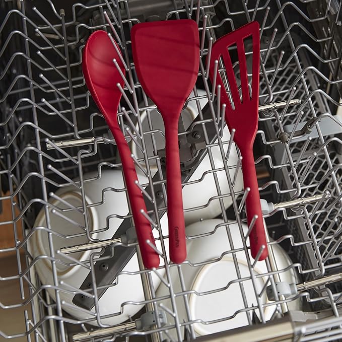GreenPan Silicone Mixing Spatula, Scraping Baking Cooking Kitchen Utensil, Flexible Rubber Nonstick Cookware, Rigid Steel Core, Heat-Resistant, Anti-Slip Handle, BPA-Free, Dishwasher Safe, Red - Image 5