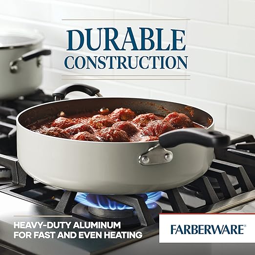 Farberware Cookstart DiamondMax Nonstick Jumbo Cooker with Lid and Helper Handle, Dishwasher Safe, 6 Quart - Silver - Image 3