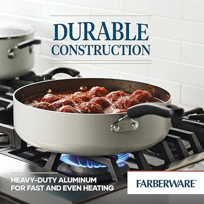 Farberware Cookstart DiamondMax Nonstick Jumbo Cooker with Lid and Helper Handle, Dishwasher Safe, 6 Quart - Silver - Image 3