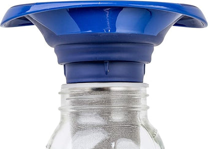 Kitchen Canning Funnel – Collapsible Silicone Food Funnel for Wide Mouth and Regular Mason Jars – Flexible Use for Coffee, Liquid, Jam, Cooking, Baking, Crafts - Blue