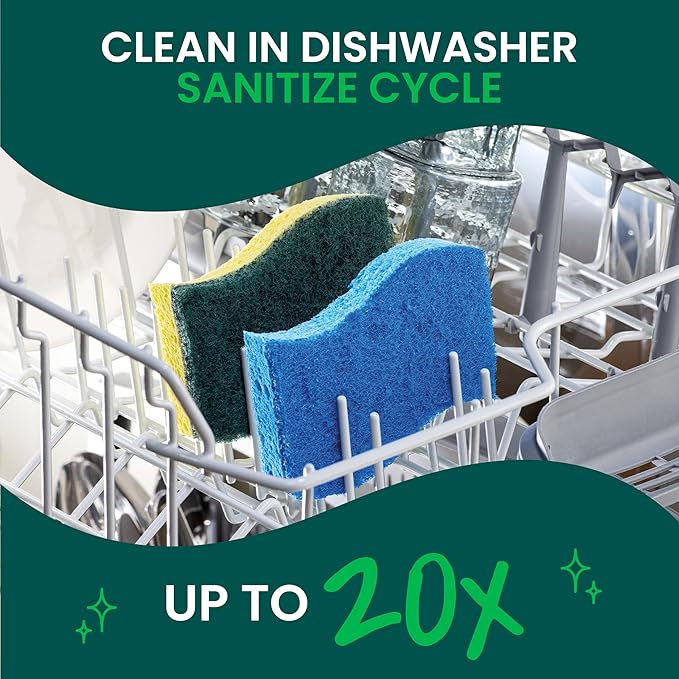 Scotch-Brite Zero Scratch Scrub Sponge, 6 Kitchen Sponges for Cleaning Around the Home, Bathroom & More, Scratch-free Dish Scrubber, Multi-surface Safe, Best for Nonstick Pots and Pans - Image 8