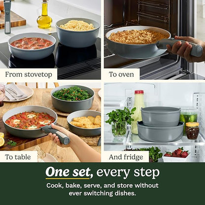 Cuisinart 13-Pc, ClickSmart Nonstick Detachable Handle Ceramic Cookware, Pots and Pans Set, Stackable Space-Saving Design, Compatible with All Stovetops, Induction & Oven Safe, PURELYCERAMIC - Image 3