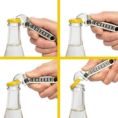 Wrench Bottle Opener Keychain for Men – Funny Wrench-Shaped Metal Key Chain for Mechanic & Handyman – Novelty Gift for Father's Day, Christmas Stocking Stuffer, Birthday, Groomsmen – 3.65" x 1.93"