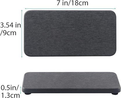 NiuYichee 2 Pcs Water Absorbing Stone Trays, Kitchen/Bathroom Sink Soap Dish, Diatomite Tray Used for Hand Soap & Cosmetic Bottles in The Modern Home, 3.5" W x 7.1" L, Dark Gray