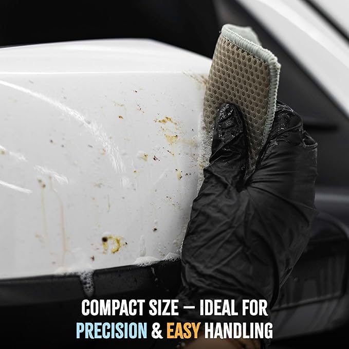 The Rag Company - Jersey Bug Scrubber Pads - Pearl Weave, Easily and Safely Trap Bug Splatter in Sponge, Safe on All Finishes, 4in x 6in, Ice Grey (5-Pack) - Image 5