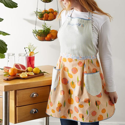 DII Women's Spring & Summer Apron Collection Adjustable, Two Large Pockets & Extra Long Ties, One Size Fits Most