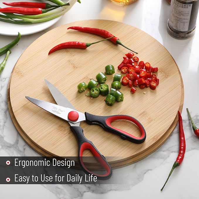Mr. Pen- All Purpose Kitchen Shears with Protective Sheath, 8 Inch, Dishwasher Safe, Stainless Steel Food Scissors with Micro-Serrated Blades, Durable Utility Kitchen Shears, Black & Red - Image 6