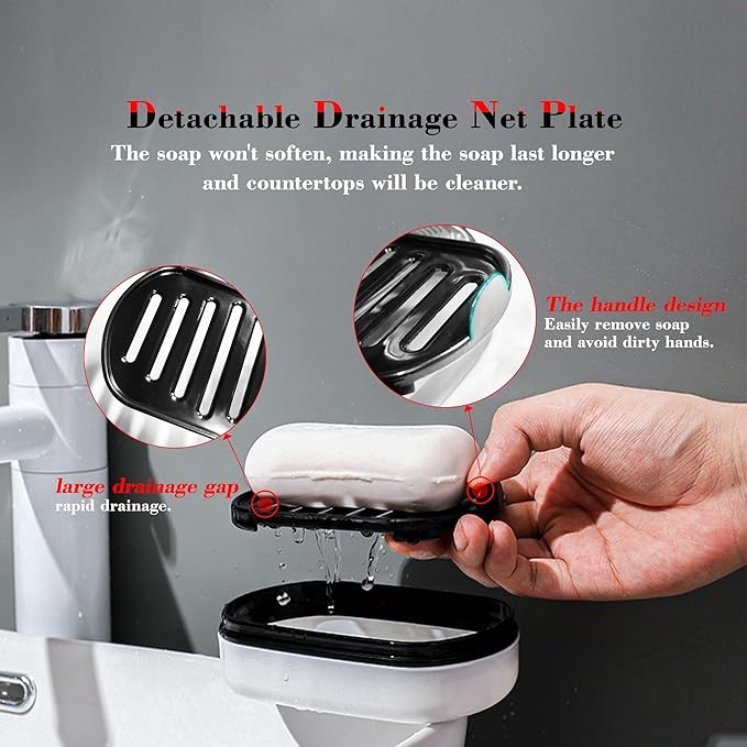 2Pack Travel Soap Container, Leakproof Travel Soap Box Bar Soap Dish Case with Silicone Band,Portable Soap Case with Lid for Bathroom, Camping, Gym, Travel